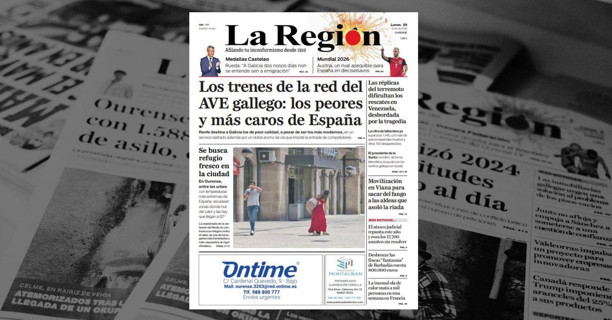 Portada de La Región del lunes 29 de junio