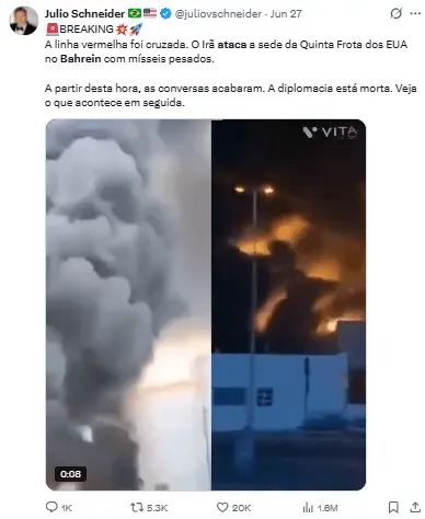 Irán ataca Bahrein y Kuwait y podría romper pláticas con EE.UU.