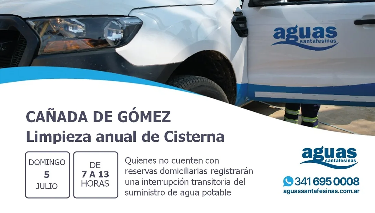 Trabajos programados en Cañada de Gómez para el próximo domingo