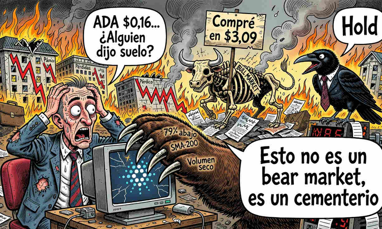 Cardano enfrenta caída anual del 79%