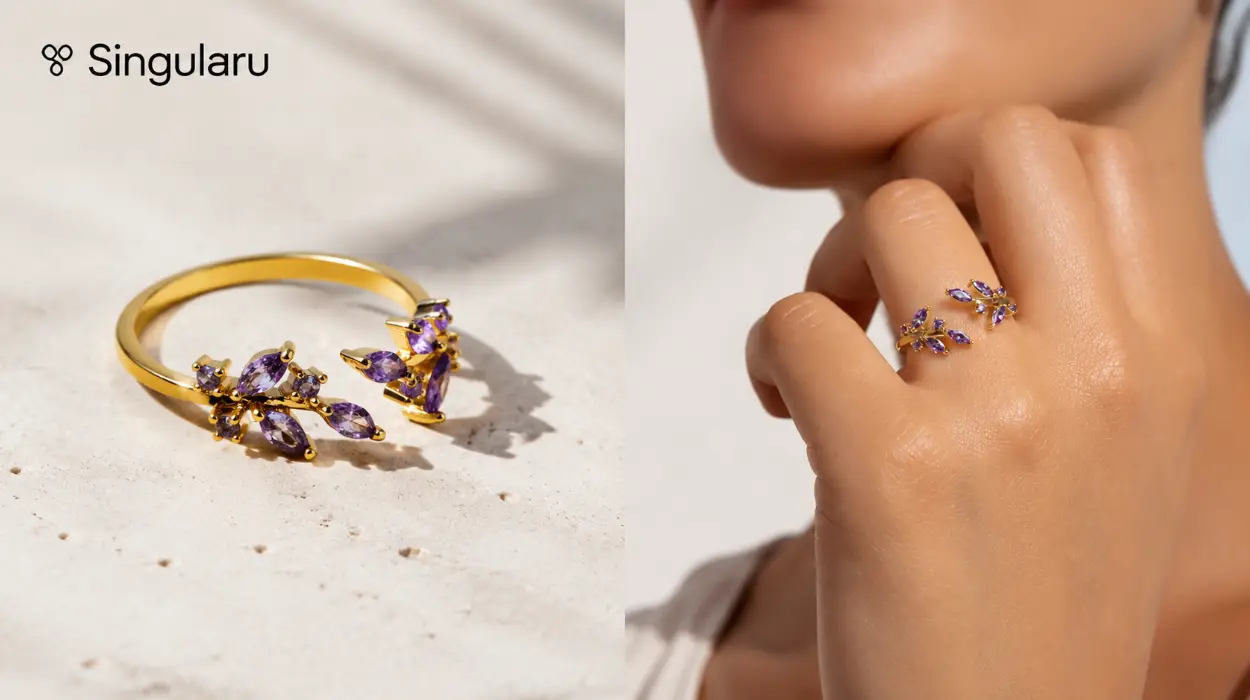 Anillo Buganvilla ajustable de plata con baño de oro en oferta a 25€