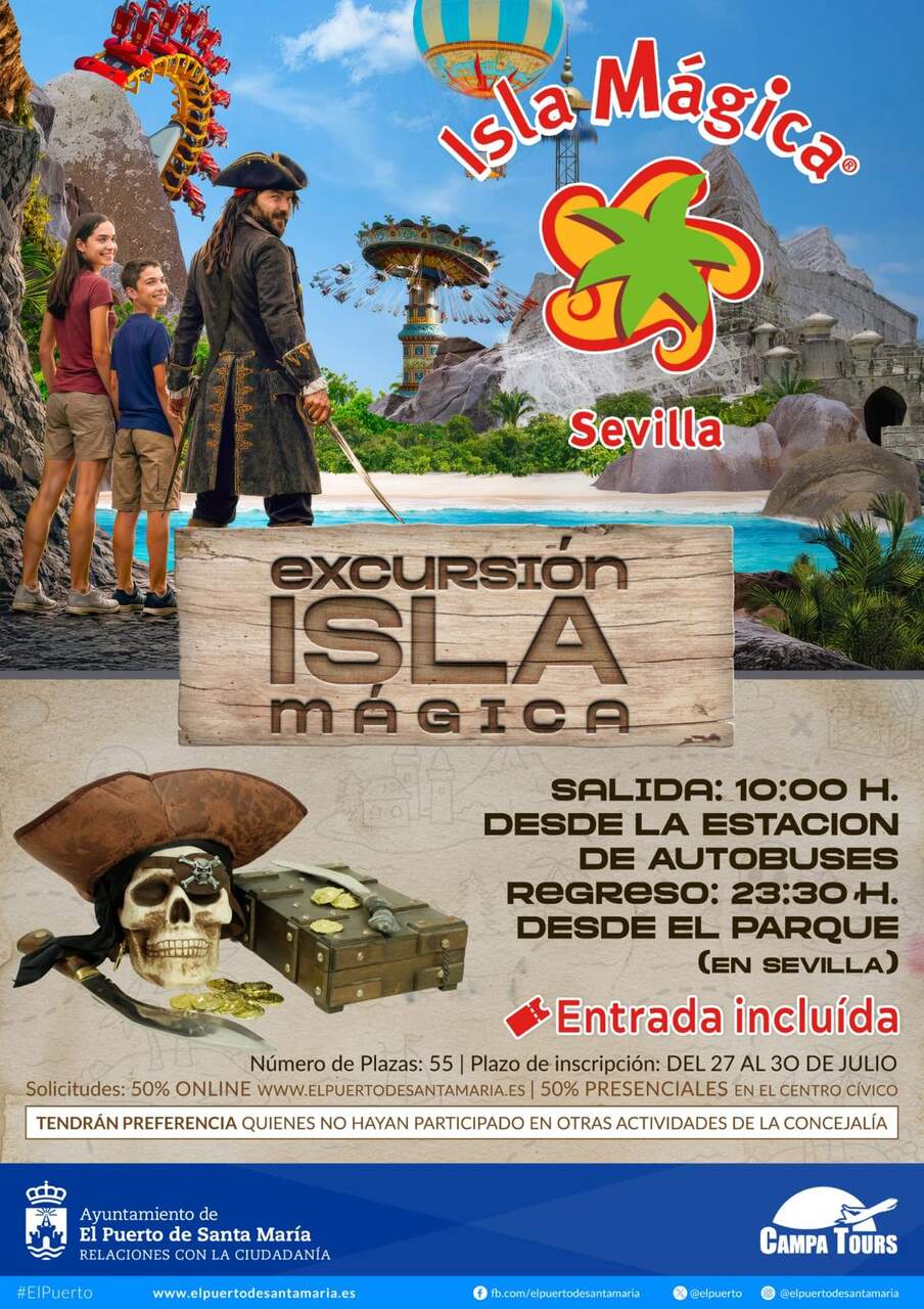 El Puerto organiza una excursión gratuita al parque temático Isla Mágica el 5 de agosto