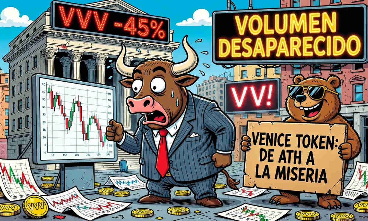 Venice Token (VVV) cae 4.29% en mercado con baja liquidez