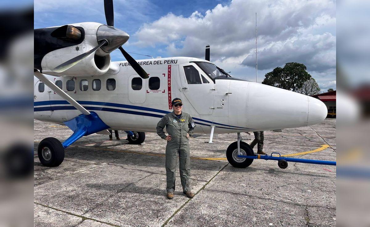 Génesis Díaz, primera mujer piloto de seguridad del DHC-6 Serie 400