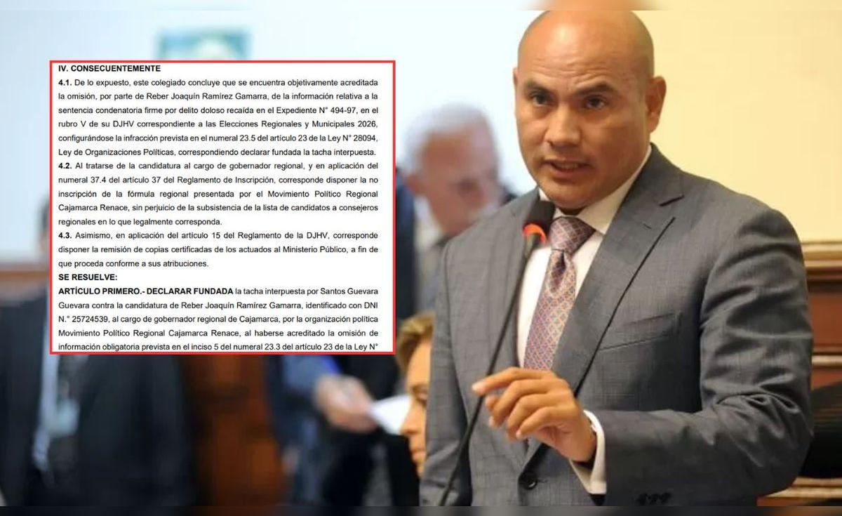 JEE de Cajamarca excluye a Joaquín Ramírez por ocultar sentencia