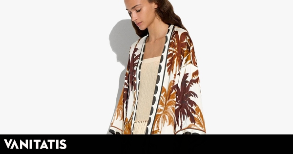 Kimono de rebajas Parfois con estampado de palmeras y talla única