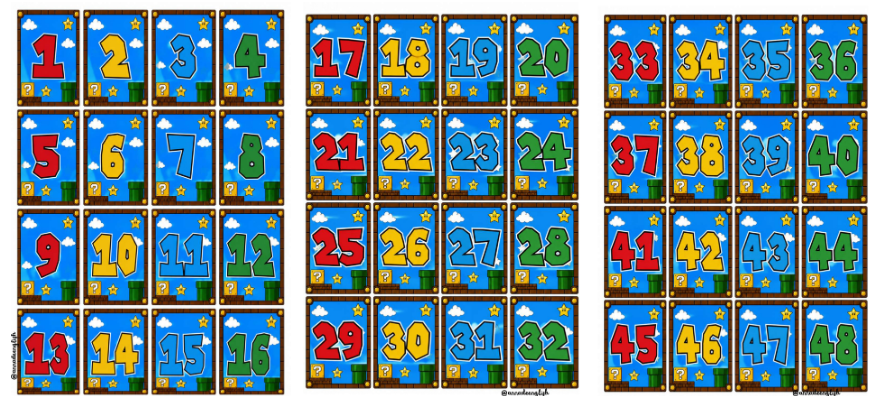Números del 1 al 100 de Super Mario