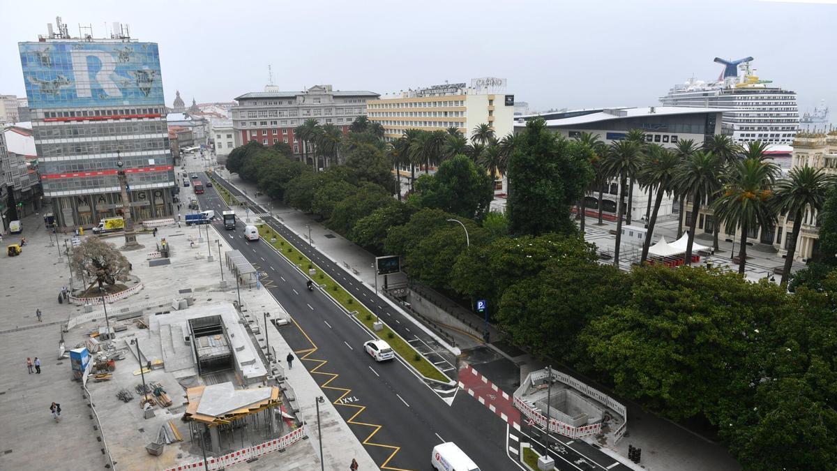 Nueva imagen de Los Cantones de A Coruña incluye carril bici y grada del Obelisco