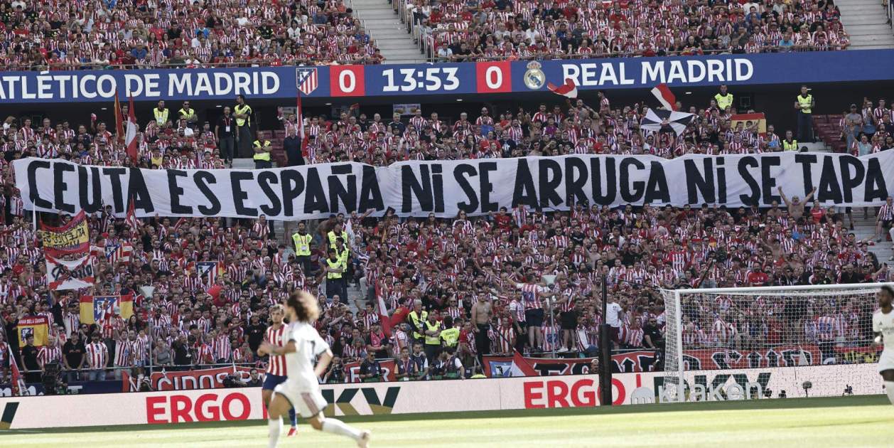 Pancarta en Metropolitano contra Mbappé y Vinícius: "Ceuta es España"