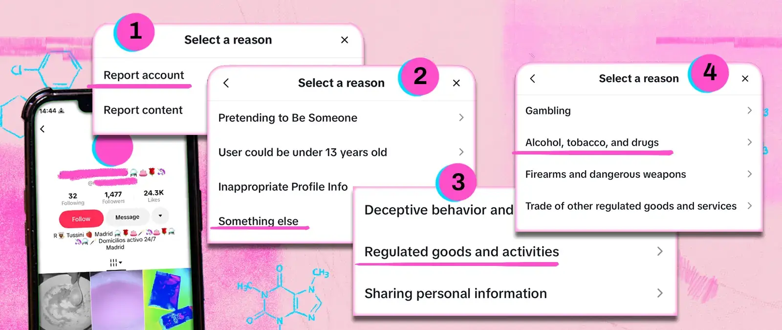 TikTok no actúa tras reportar 100 cuentas que venden drogas