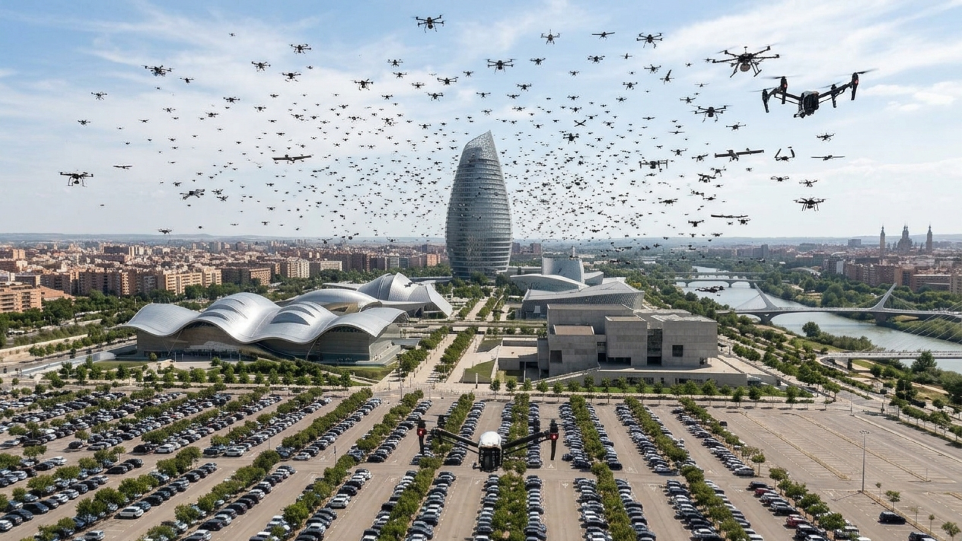 Fundación Ibercaja ilumina Zaragoza con espectáculo de más de 3.000 drones